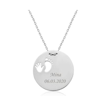 ​Gümüş El Ayak Izi Yeni Doğan Kolye (551173032)