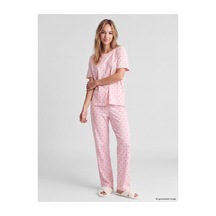 Lcw Dream Ekru Kiraz Desenli Kadın Pijama Takım