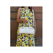 Just Polo Kadın Gold Detaylı Silindir Tasarım El Ve Omuz Çantası Shoulder Bag Ebat : 27 X 13 Cm Beyaz