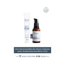 The Purest Solutions Cilt ve Göz Çevresi Bakım Seti, Retinol ve Adenozin İçeren, Kırışıklık Karşıtı Gece Bakımı, 2’li Set