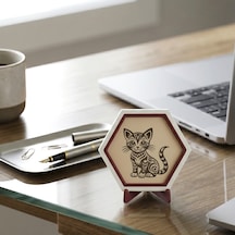 Modern Kedi Motifli Şık Dekoratif Obje, Minyatür Tasarım Masaüstü Aksesuarı Ev Ve Ofis İçin 10x10 Cm