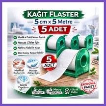 Bezos Kağıt Flaster 5 Cm X 5 M 5 Adet Medikal Sabitleme Bandı Hassas Ciltler İçin Eklys