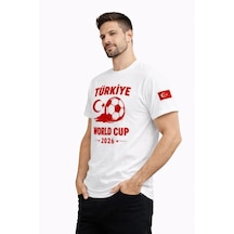Epilons Zenda1125 Erkek Türkiye World Cup 2026 Baskılı Tişört Futbol Temalı Forma T-shirt - Beyaz Zenda478