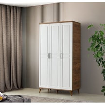GuneyStore Sport 3 Kapaklı Komple MDF Atlantik Çam-Beyaz Gardırop