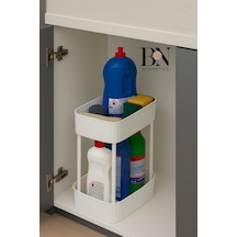 Modern 2 Katlı Mutfak Dolabı İçi Düzenleyici Raf Temizlik Ürünleri Organizeri Plastik 22 X 12 Beya Diğer