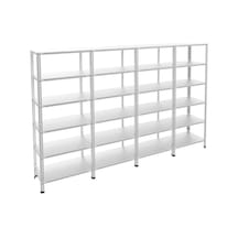 6 Katlı 4'lü Galvaniz Çelik Raf - Depo, Arşiv, Kiler, Dosya, Market Rafı 43x75 Cm-250 Cm-0.70 Mm Gri