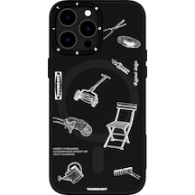 İphone 14 Pro Uyumlu Kılıf Magsafe Şarj Özellikli Desenli Youngkit Plaything Serisi Kapak Beyaz