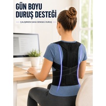 Dik Durmaya Yardımcı Sırt Korsesi Nefes Alan Fileli Ayarlanabilir Bel Ve Omuz Desteği - Lisinya