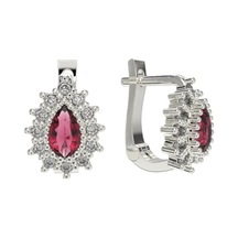 Erdobia 925 Ayar Gümüş Yakut Taşlı Damla Çocuk Küpesi