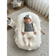 Baby Zuhu %100 Pamuk Atlı 10'lu Erkek Bebek Hastane Çıkışı Seti 0-3 Ay Beyaz