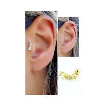 Zirkon Taşlı 925ayar Gümüş Üzerine Altın Kaplama Tragus Ve Helix Kikirdak Piercing Altın