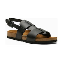 Comfortfusse Likya - Erkek Ortopedik Hakiki Deri Sandalet Siyah Nubuk Deri