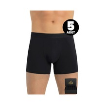 JUST INNER Öts Premium Erkek 5 Li Modal Boxer Modal Hediye Kutulu Ultra Yumuşak Modal Kumaş Esnek Kalıp Ve Kaliteli Esnek Ve Konfor Siyah