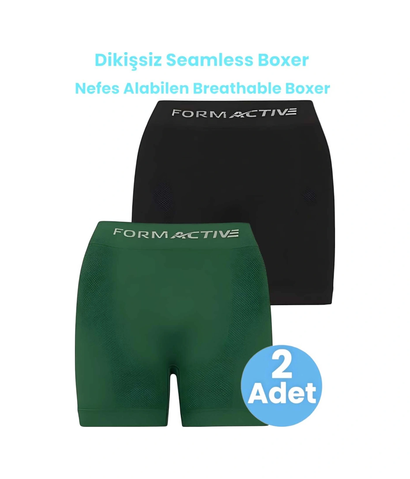 Tezzgelsin Erkek Dikişsiz/seamless Nefes Alabilen Boxer 2'li Set Siyah - Yeşil