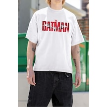 The Batman Dc Karakter Baskılı Unisex Oversize Tişört Beyaz