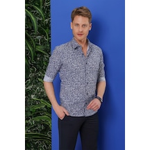 G 1541 Slim Fit Lacivert Klasik Gömlek Lacivert