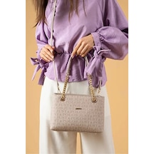 Just Polo Orijinal Kadın 3 Bölmeli Zincir Detaylı Ayarlanabilir Askılı Lüks El & Omuz Çantası Shoulder Bag Taş
