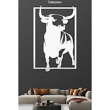 Boğa Metal Duvar Tablosu - Metal Duvar Sanatı - Beyaz - 50 X 75 Cm