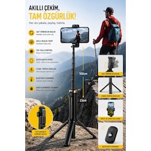 Samsung A36 Uyumlu Akıllı Başlık Takipli Profesyonel Tripod Ve Selfie Çubuğu