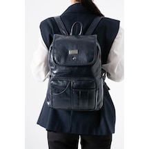 571 Collections Suni Deri Yıkama Sırt Çantası Poliüretan Lacivert Model: 571-14-16ı Lacivert