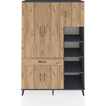 Hyperion Dolap 10 Raflı Tek Çekmeceli 5 Kapaklı 132x44x195 Antrasit-çam/çam Atlas Çam/atlas Çam