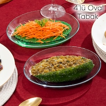 Paşabahçe 10357 4 Lü Oval Cam Sunum Servis Tabak Seti 21x16 Cm