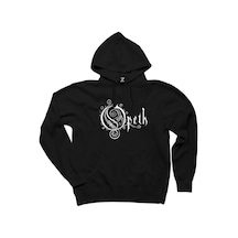 Opeth Logo White Siyah Kapşonlu Sweatshirt Hoodie