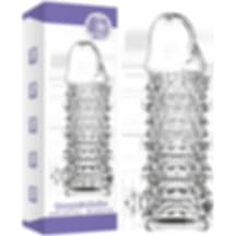 Truva Shop Criystal Sleeve Realistik Tırtıklı Uzatmalı Penis Kılıfı Şeffaf Fantezi Kılıf