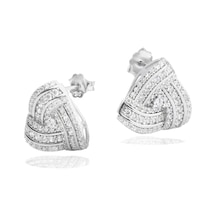 Brezza Lusso Jewelry Brezza Lusso Diamond Business Üçgen Form Işıltılı Kadın Gümüş Küpe