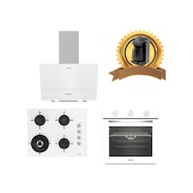 Altus 321 W - 189 DW - 535 W Beyaz Cam Ankastre Set + Türk Kahve Makinesi