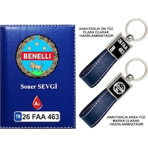 Plakanıza Özel Benelli Logolu Lacivert Ruhsat Kabı Ve Anahtarlık