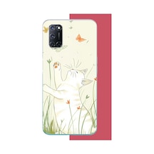 Oppo A52-a72-92 Uyumlu Mutlu Kedi Baskılı Silikon Kılıf Renkli