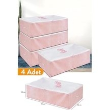 Serstil 4 Adet - Mega Boy Baza Altı Pembe Çizgili Hurç 74 X 46 X 22 Cm