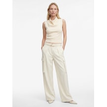 Koton Dik Dökümlü Yaka Viskon Triko Kolsuz Bluz Krema 6sak30035ht Krem