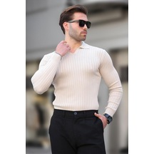 Bej Polo Yaka Çizgili Uzun Kollu Erkek Kazak 7289 Bej Bej Polo Yaka Çizgili Uzun Kollu Erkek Kazak 7289 Bej