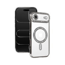 Apple iPhone Uyumlu  17 Air Uyumlu Joke Simli Magneticsafe Kılıf - Gümüş