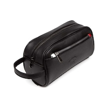 Adelina Bags Siyah Deri Portföy El Çantası Seyahat Traş Kozmetik Clutch Çanta