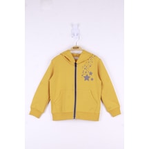 Toontoy Kız Çocuk Yıldız Baskılı Hırka Hardal