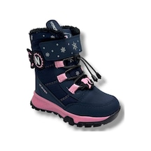 Ndrops 014-26 Deri Kürklü Paraşüt Kumaş Kız Çocuk Bot Lacivert Pembe 26-30 Lacivert