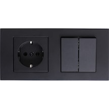 Ovivo Grano Siyah Ikili Set Topraklı Priz + Komütatör