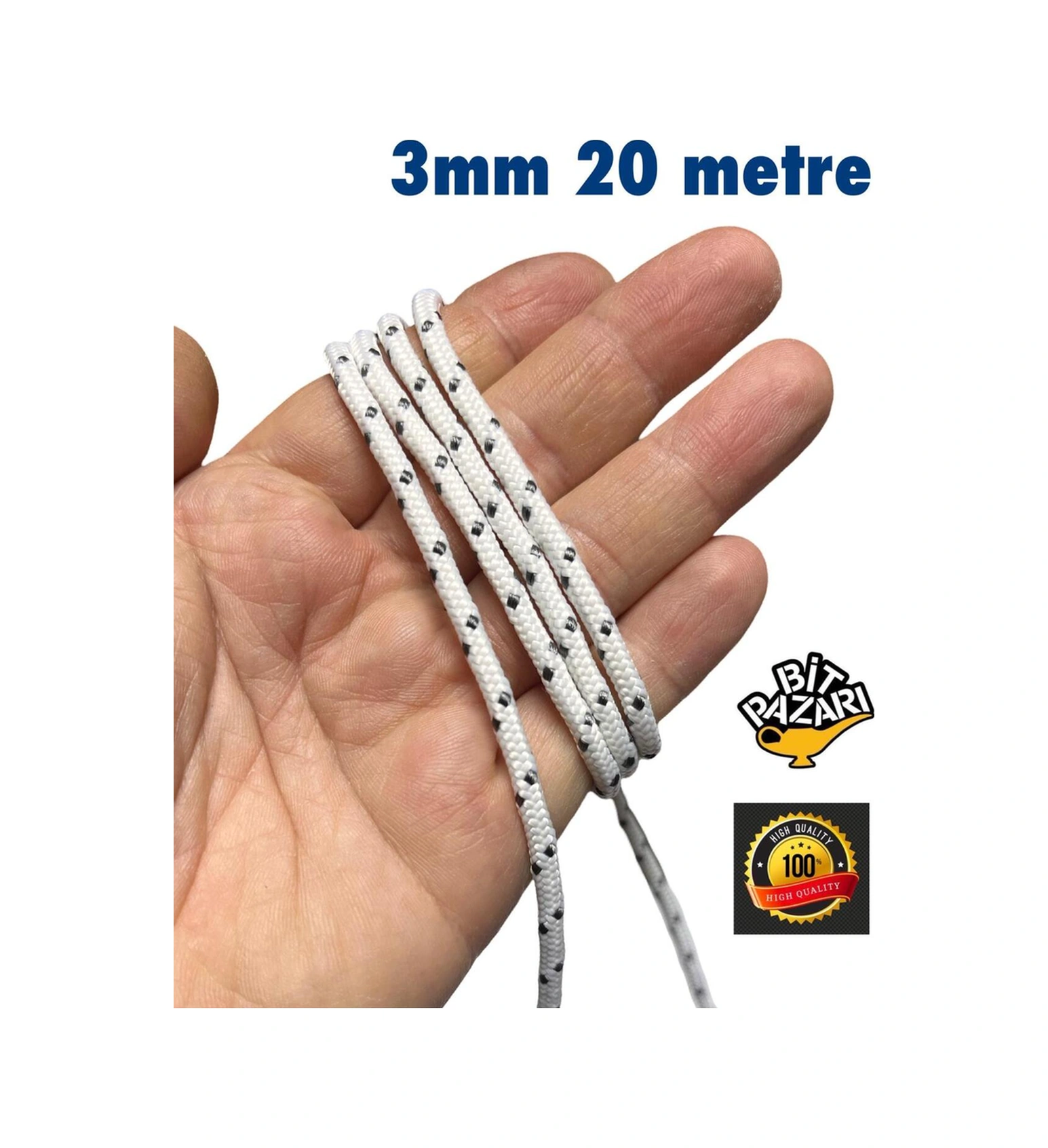 3mm 20 Metre İpek Halat , İskota Halat , Salıncak İpi , Bağlama İpi - Hamak İpi