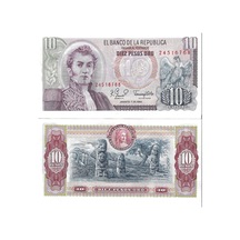 Kolombiya 1980 Yılı 10 Pesos Yabancı Kağıt Para Çil Unc Koleksiyon Para Az Çıkar