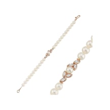6,5 Mm Yaprak Taşlı Doğal İnci Bileklik 18 Cm / Rose Rose Pembe Altın