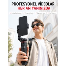 Akıllı Takipli Gimbal Selfie Stick Profesyonel Video Çekim Stabilizatörü Uzayabilir Tripod Bluetooth Kumandalı - L Standart