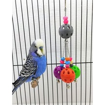Ozzipetshop Muhabbet Kuşu Için Özel Zilli Kuş Topu Oyuncak 25 Cm