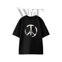Thewert Peace Skull 1 Tasarım Baskılı Ünisex Siyah Oversize T-shirt
