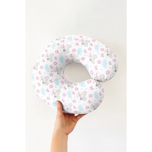 Kedi Bisikletli Pamuklu Boyun Yastığı - Pastel Bulut Pembe Mavi Çocuk & Yetişkin Seyahat Yastığı Çok Renkli