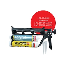 Soudal Silikon Tabancası/ 1 Adet Şeffaf Silikon 280 Gr/ 1 Adet Silikonize Akrilik Mastik 500 Gr