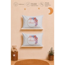 İsme Özel Kız Bebek 2'li Yastık Kılıfı 35x45 Cm %100 Pamuk Organik Baskılı İsimli Bebek Hediyesi 1037y2