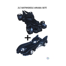 2'li Batmobile Çekbırak Araba Seti Oyuncak Model Araba Batman 13 Cm. Siyah